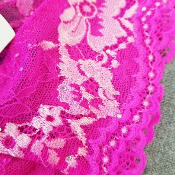 Victoria's Secret Vintage Cheekini Bikini Pink Lace Rhinestone Crystal Panty NWT - Picture 14 of 16